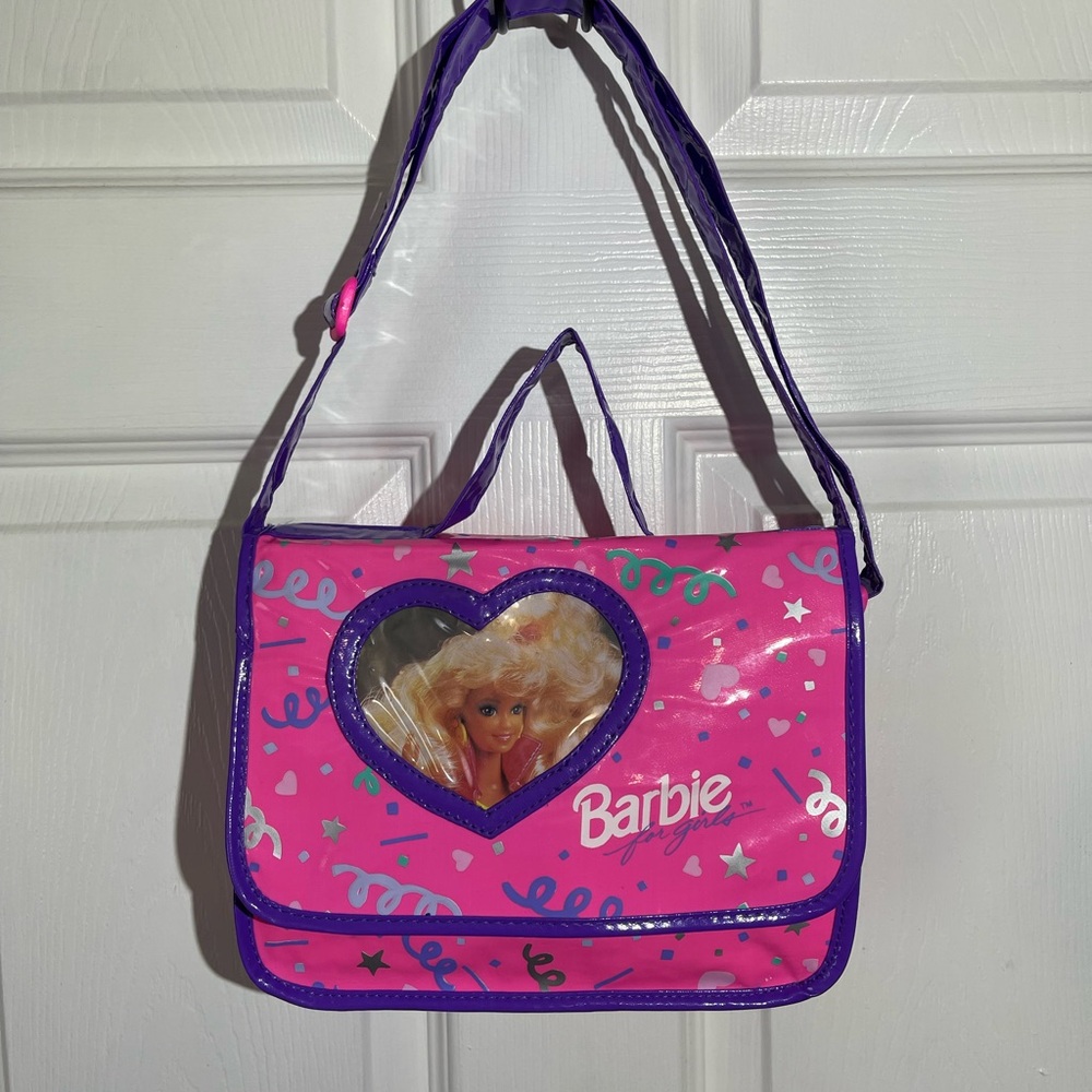 Barbie Pyramid Messenger Bag Mattel VINTAGE Circa 1991 Pink Vinyl Purse - Picture 7 of 16